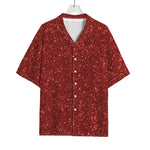 Burgundy (NOT Real) Glitter Print Rayon Hawaiian Shirt