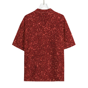 Burgundy (NOT Real) Glitter Print Rayon Hawaiian Shirt