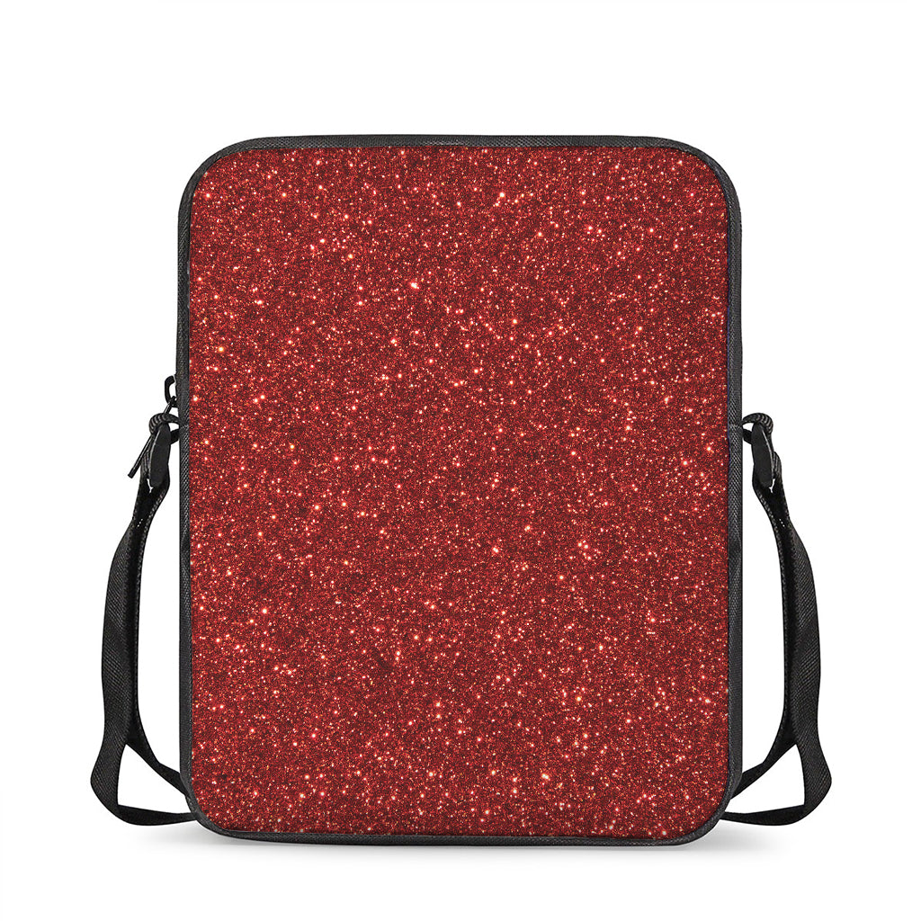 Burgundy (NOT Real) Glitter Print Rectangular Crossbody Bag