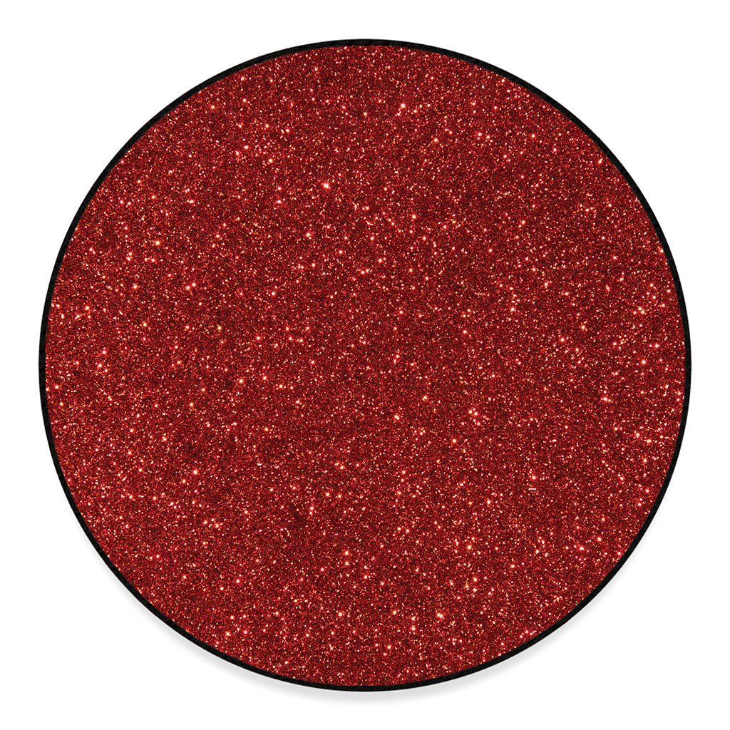 Burgundy (NOT Real) Glitter Print Round Floor Mat