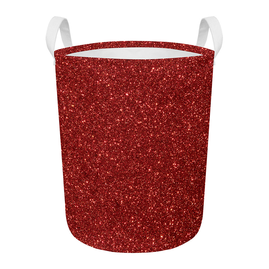 Burgundy (NOT Real) Glitter Print Round Laundry Basket