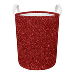 Burgundy (NOT Real) Glitter Print Round Laundry Basket