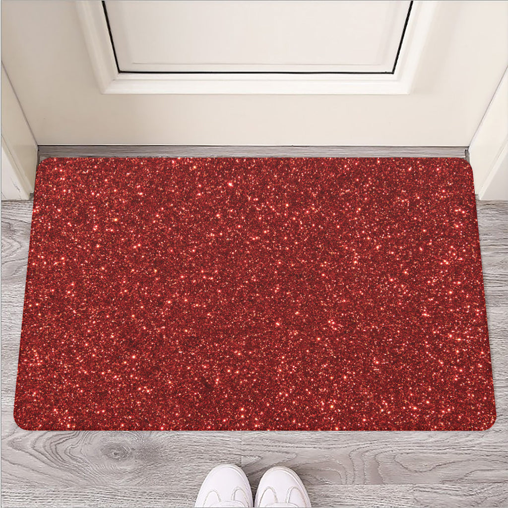 Burgundy (NOT Real) Glitter Print Rubber Doormat