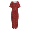 Burgundy (NOT Real) Glitter Print Short Sleeve Long Nightdress