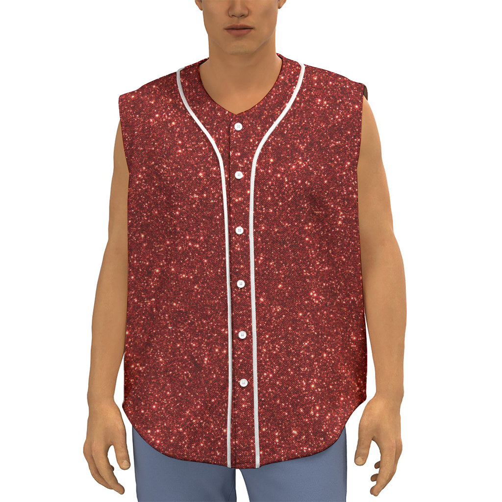 Burgundy (NOT Real) Glitter Print Sleeveless Baseball Jersey