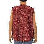 Burgundy (NOT Real) Glitter Print Sleeveless Baseball Jersey