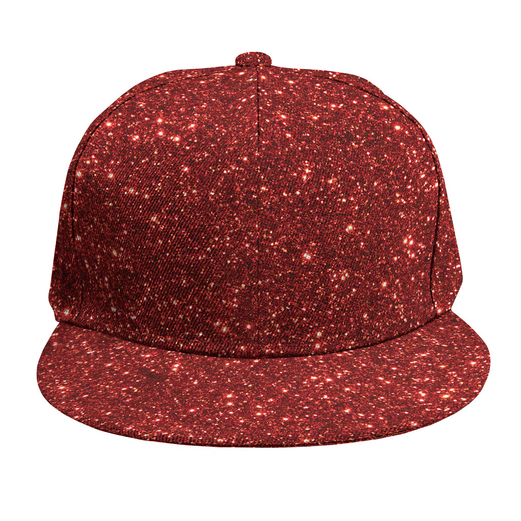 Burgundy (NOT Real) Glitter Print Snapback Cap