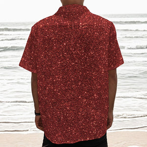 Burgundy (NOT Real) Glitter Print Textured Short Sleeve Shirt