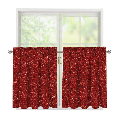 Burgundy (NOT Real) Glitter Print Tier Curtains