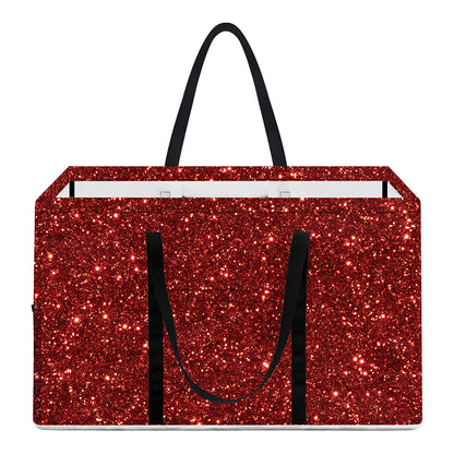 Burgundy (NOT Real) Glitter Print Utility Tote Bag