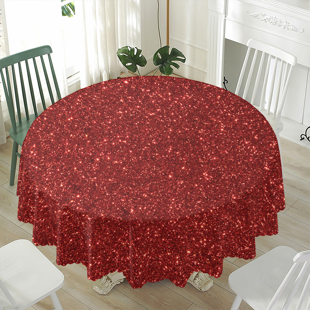 Burgundy (NOT Real) Glitter Print Waterproof Round Tablecloth