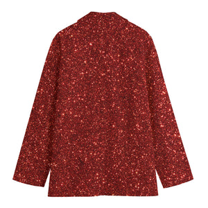 Burgundy (NOT Real) Glitter Print Women's Cotton Blazer