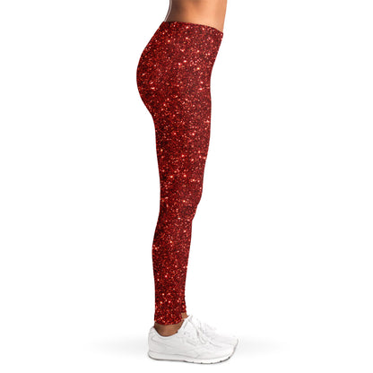 Burgundy (NOT Real) Glitter Print Women's Leggings