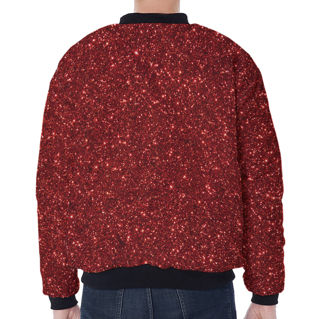 Burgundy (NOT Real) Glitter Print Zip Sleeve Bomber Jacket