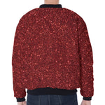 Burgundy (NOT Real) Glitter Print Zip Sleeve Bomber Jacket