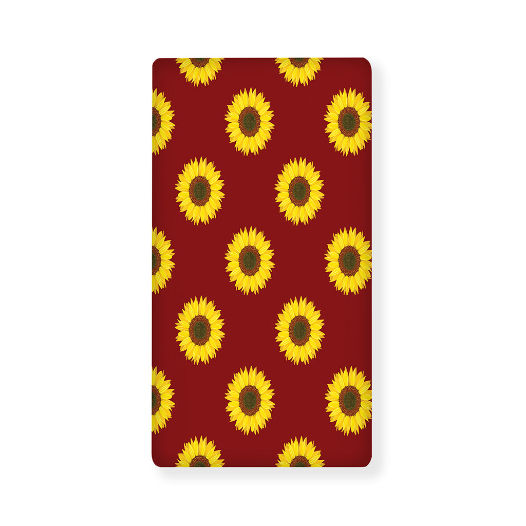 Burgundy Sunflower Pattern Print Baby Crib Sheet