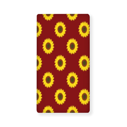 Burgundy Sunflower Pattern Print Baby Crib Sheet