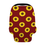 Burgundy Sunflower Pattern Print Baby Seat Cover