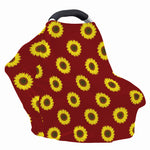 Burgundy Sunflower Pattern Print Baby Seat Cover