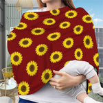 Burgundy Sunflower Pattern Print Baby Seat Cover