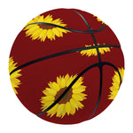 Burgundy Sunflower Pattern Print Basketball
