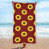 Burgundy Sunflower Pattern Print Beach Towel