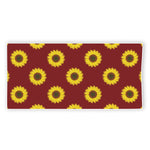 Burgundy Sunflower Pattern Print Beach Towel