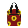 Burgundy Sunflower Pattern Print Bible Tote Bag