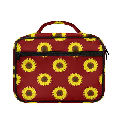 Burgundy Sunflower Pattern Print Briefcase Bible Bag