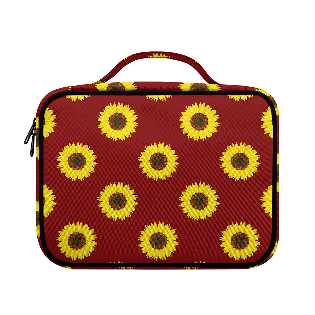 Burgundy Sunflower Pattern Print Briefcase Bible Bag