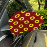 Burgundy Sunflower Pattern Print Car Side Mirror Covers