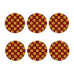 Burgundy Sunflower Pattern Print Coaster Set