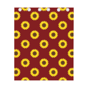 Burgundy Sunflower Pattern Print Curtain