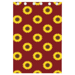 Burgundy Sunflower Pattern Print Curtain