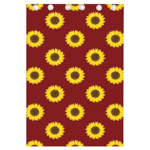 Burgundy Sunflower Pattern Print Curtain