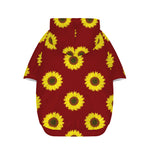 Burgundy Sunflower Pattern Print Dog Zip Up Hoodie
