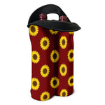 Burgundy Sunflower Pattern Print Double Neoprene Wine Tote