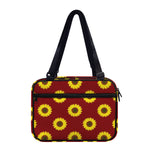 Burgundy Sunflower Pattern Print Double Strap Bible Bag