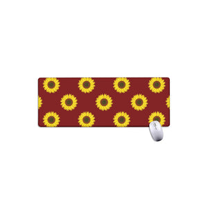 Burgundy Sunflower Pattern Print Extended Mouse Pad