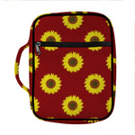 Burgundy Sunflower Pattern Print Front Pocket Bible Bag