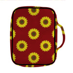 Burgundy Sunflower Pattern Print Front Pocket Bible Bag