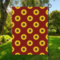 Burgundy Sunflower Pattern Print Garden Flag