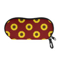 Burgundy Sunflower Pattern Print Glasses Case
