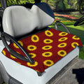 Burgundy Sunflower Pattern Print Golf Cart Seat Cover
