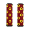 Burgundy Sunflower Pattern Print Handle Covers