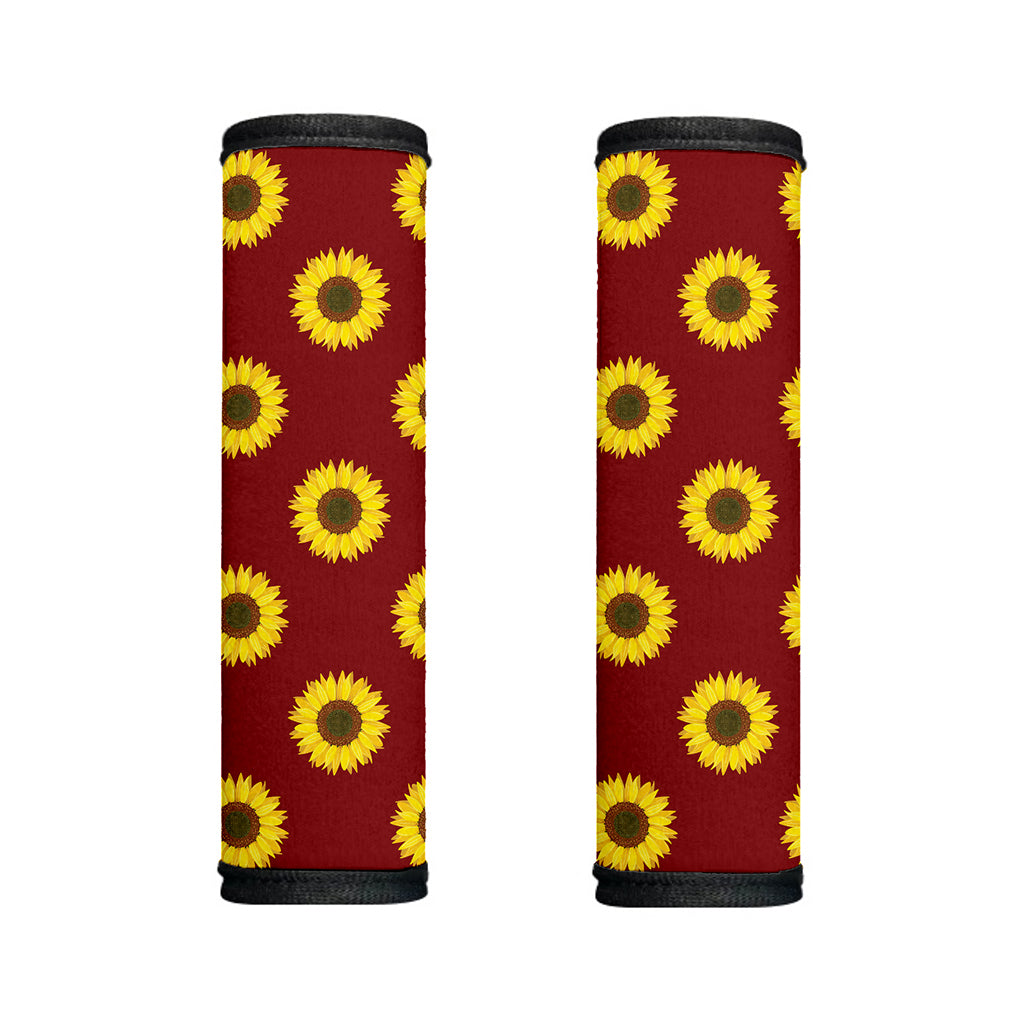 Burgundy Sunflower Pattern Print Handle Covers