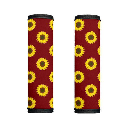 Burgundy Sunflower Pattern Print Handle Covers