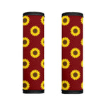 Burgundy Sunflower Pattern Print Handle Covers