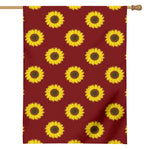 Burgundy Sunflower Pattern Print House Flag