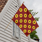 Burgundy Sunflower Pattern Print House Flag